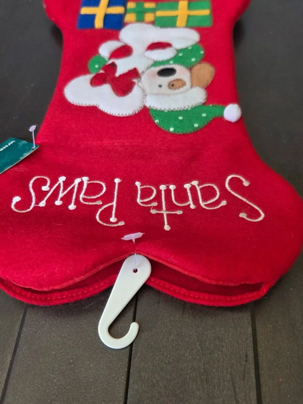 Cute Santa Paws Dog Christmas Stocking/Pet Gift NWT